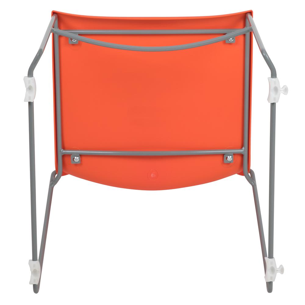 HERCULES Series 661 lb. Capacity Orange Full Back Stack Chair with Gray Powder Coated Frame. Picture 10