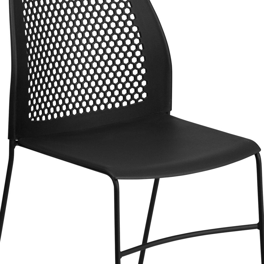 661 lb. Capacity Black Stack Chair with Air-Vent Back and Black Powder Coated Sled Base. Picture 7