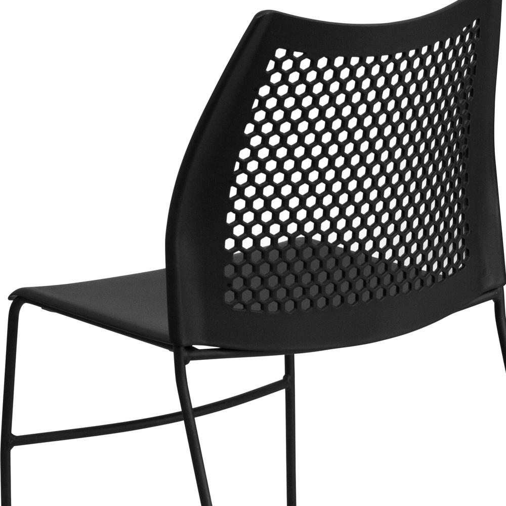 661 lb. Capacity Black Stack Chair with Air-Vent Back and Black Powder Coated Sled Base. Picture 8