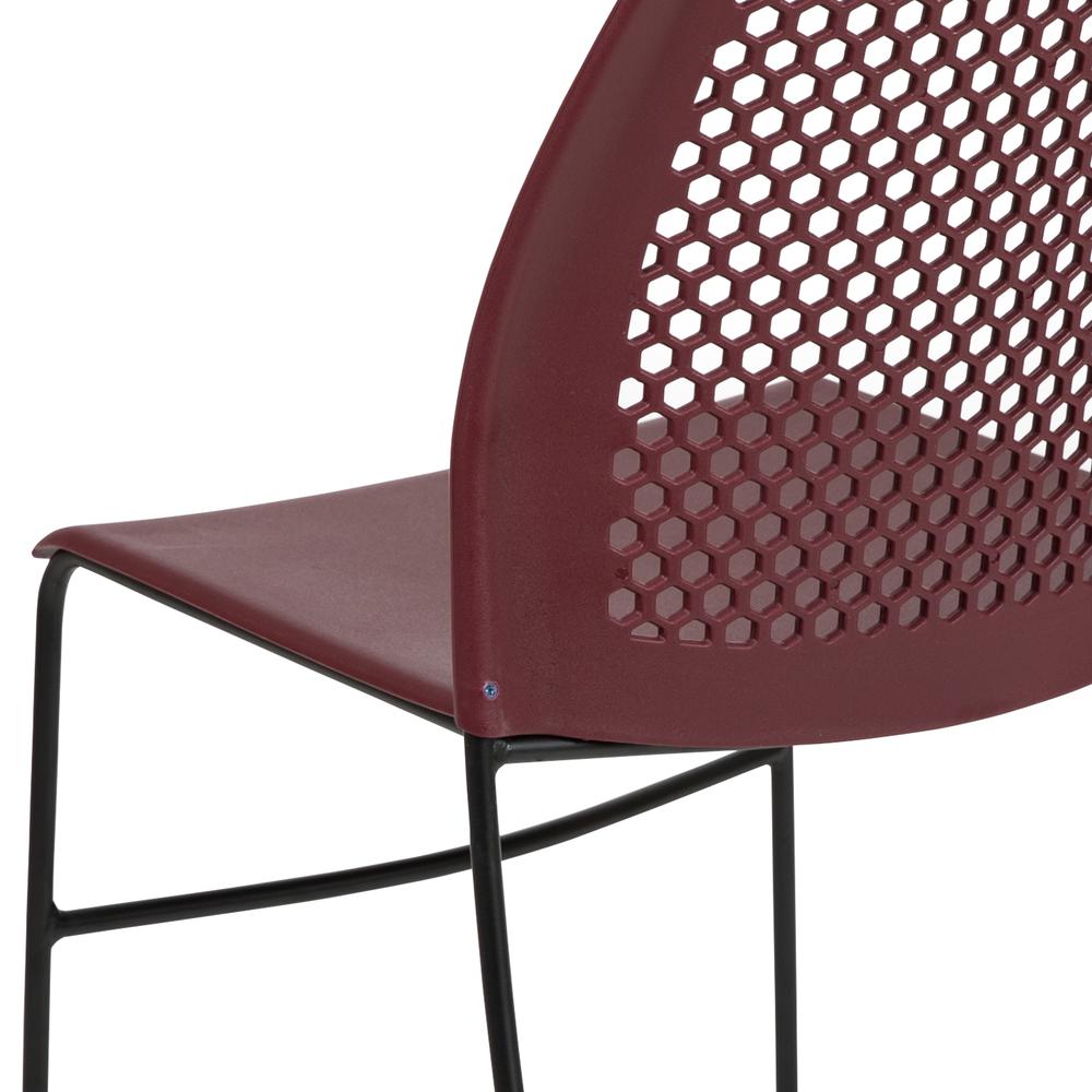 HERCULES Series 661 lb. Capacity Burgundy Stack Chair with Air-Vent Back and Black Powder Coated Sled Base. Picture 8
