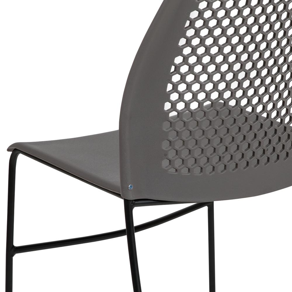 HERCULES Series 661 lb. Capacity Gray Stack Chair with Air-Vent Back and Black Powder Coated Sled Base. Picture 8
