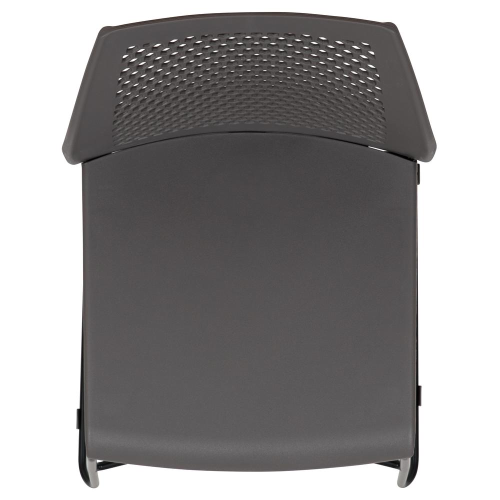 HERCULES Series 661 lb. Capacity Gray Stack Chair with Air-Vent Back and Black Powder Coated Sled Base. Picture 9