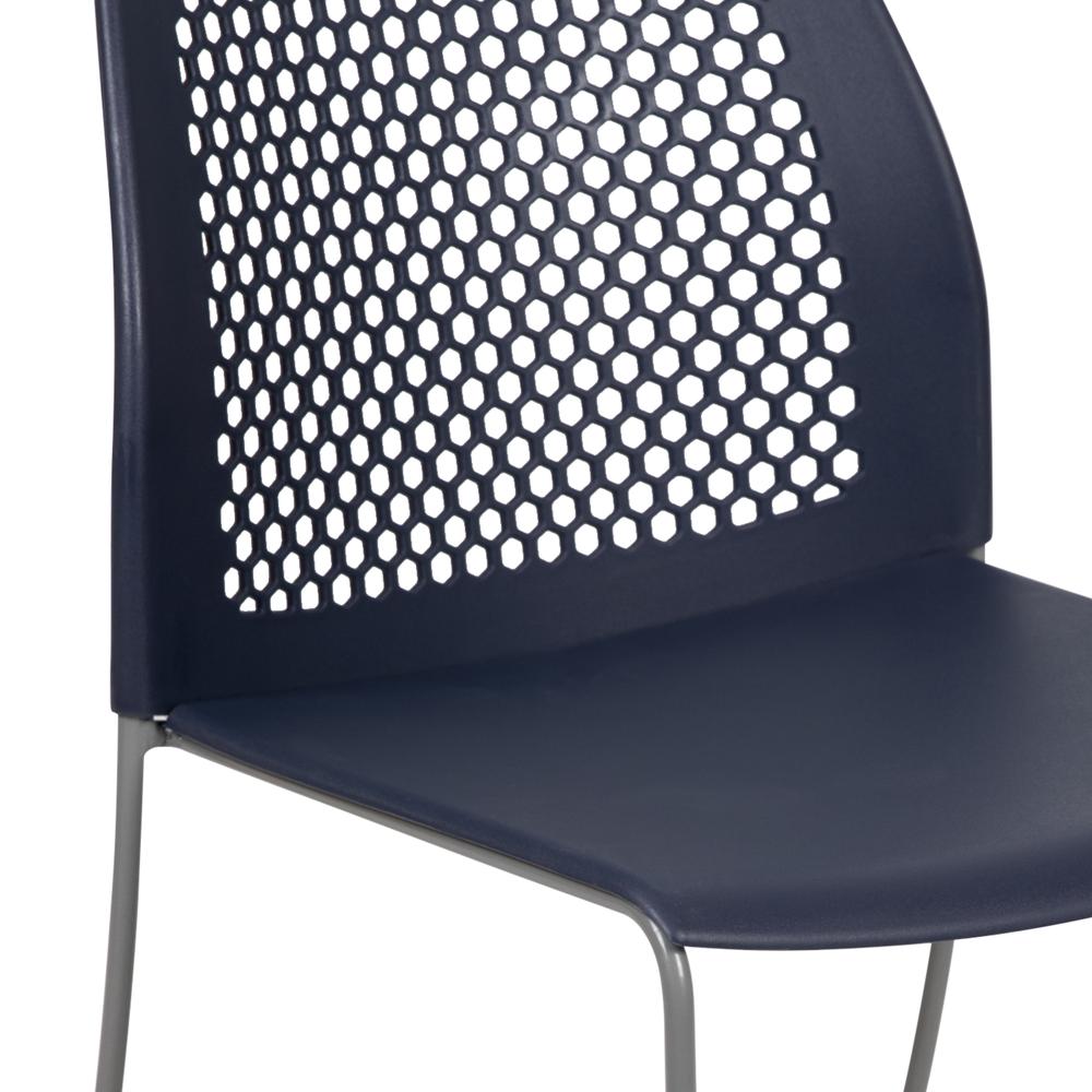 HERCULES Series 661 lb. Capacity Navy Stack Chair with Air-Vent Back and Gray Powder Coated Sled Base. Picture 7