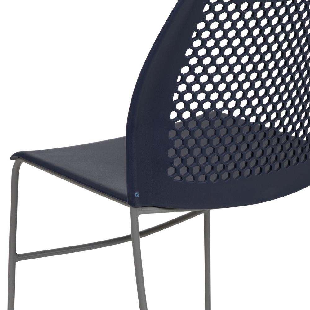 HERCULES Series 661 lb. Capacity Navy Stack Chair with Air-Vent Back and Gray Powder Coated Sled Base. Picture 8