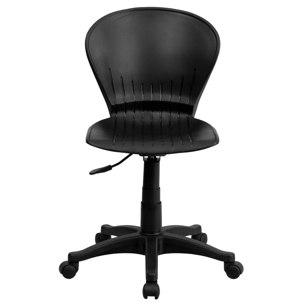 Mid-Back Black Plastic Swivel Task Office Chair. Picture 4