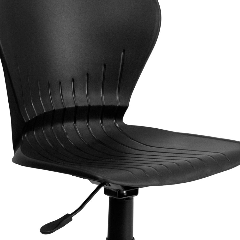 Mid-Back Black Plastic Swivel Task Office Chair. Picture 5