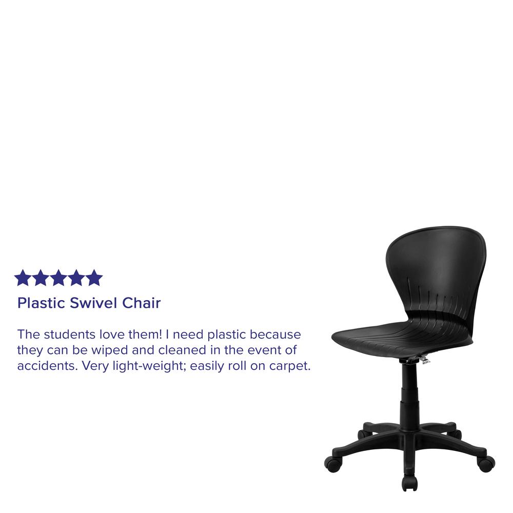 Mid-Back Black Plastic Swivel Task Office Chair. Picture 8