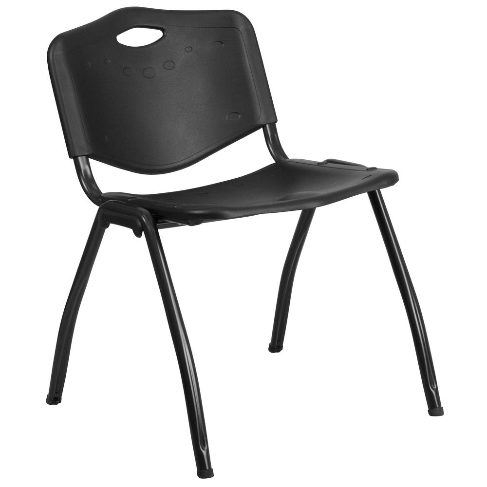 880 lb. Capacity Black Plastic Stack Chair. Picture 1
