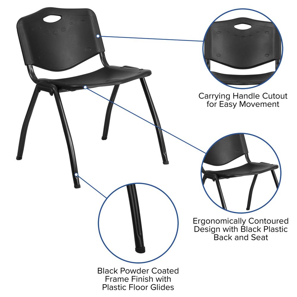 880 lb. Capacity Black Plastic Stack Chair. Picture 5