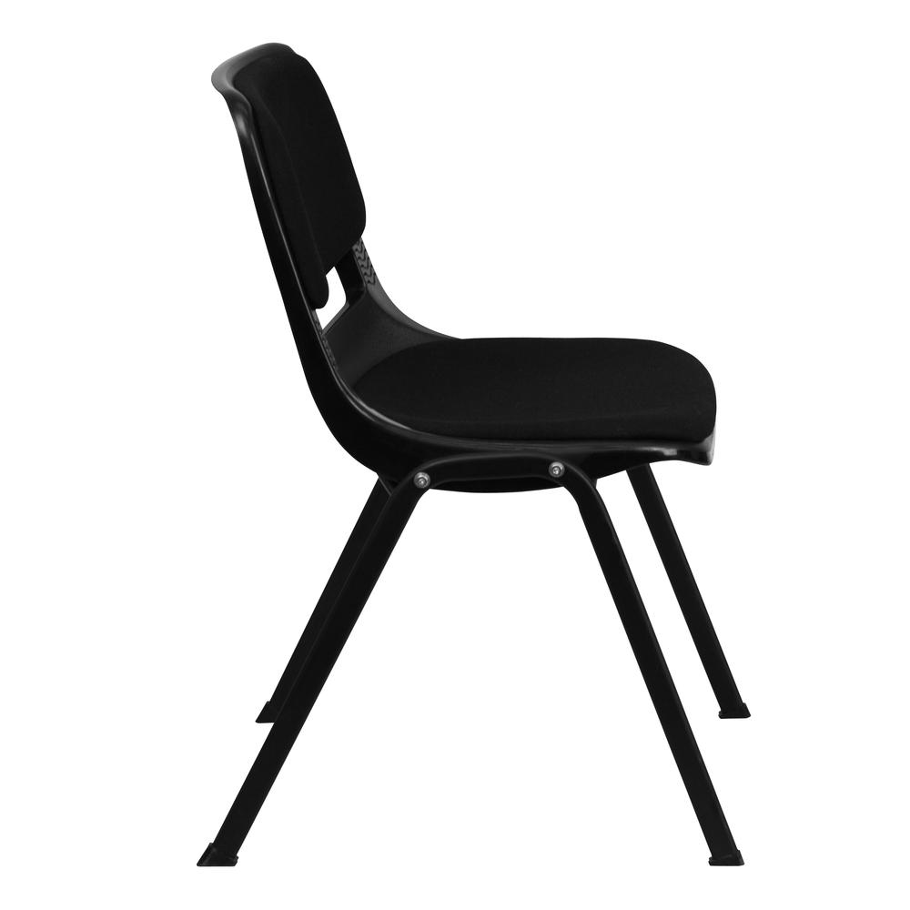 HERCULES Series 880 lb. Capacity Black Padded Ergonomic Shell Stack Chair with Black Frame. Picture 3