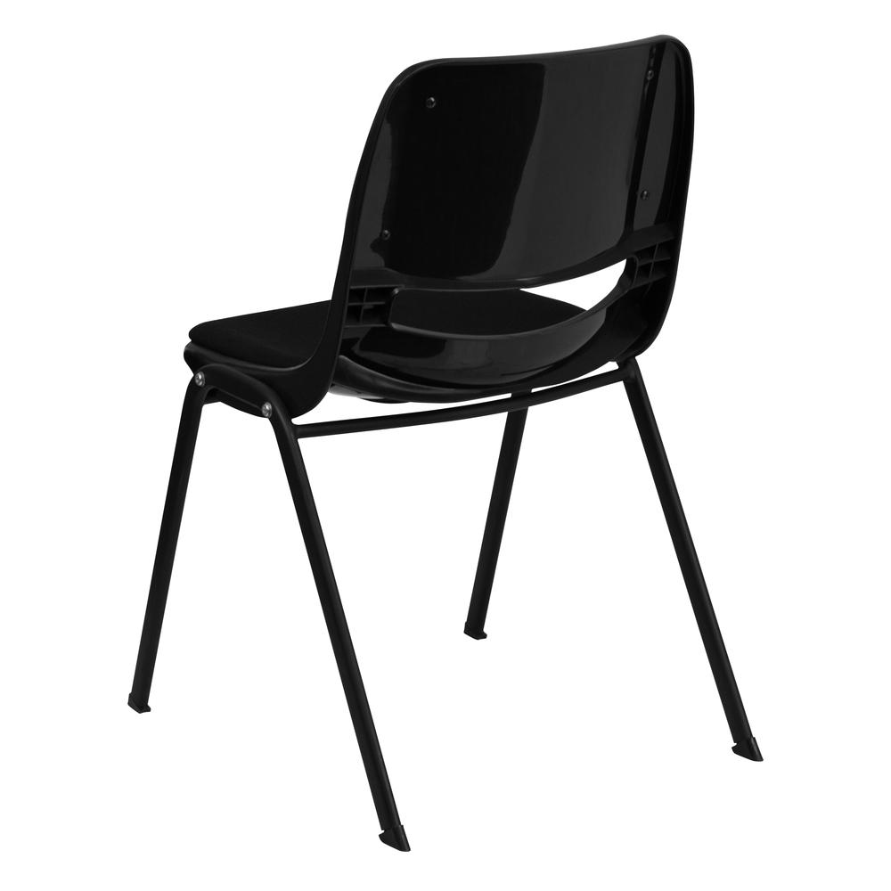 HERCULES Series 880 lb. Capacity Black Padded Ergonomic Shell Stack Chair with Black Frame. Picture 2