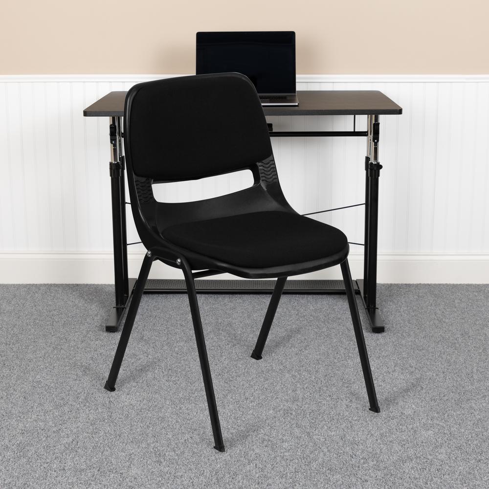 880 lb. Capacity Black Padded Ergonomic Shell Stack Chair with Black Frame. Picture 5
