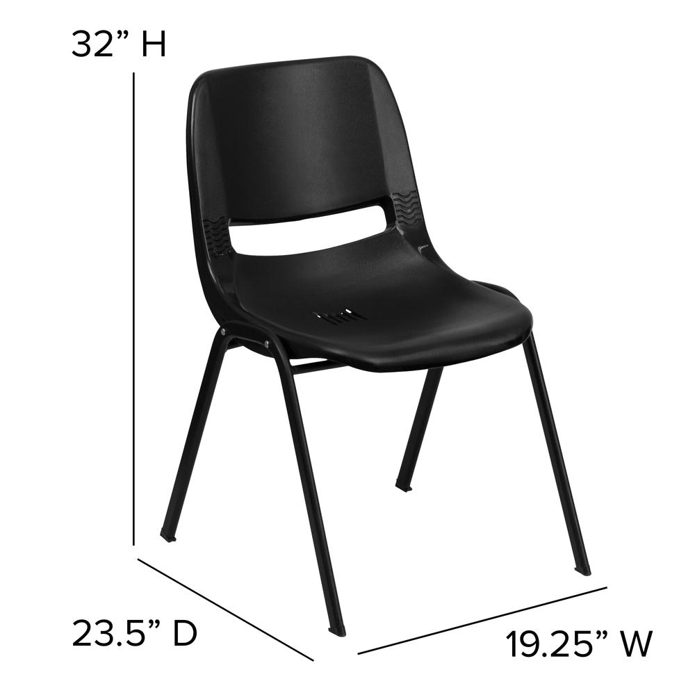 880 lb. Capacity Black Ergonomic Shell Stack Chair with Black Frame. Picture 2