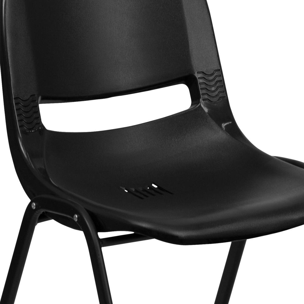 880 lb. Capacity Black Ergonomic Shell Stack Chair with Black Frame. Picture 7