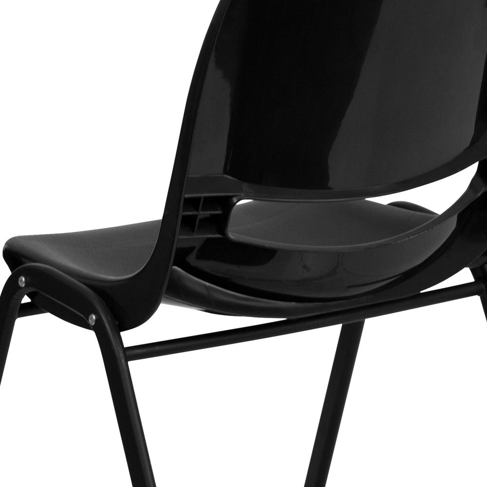 880 lb. Capacity Black Ergonomic Shell Stack Chair with Black Frame. Picture 8