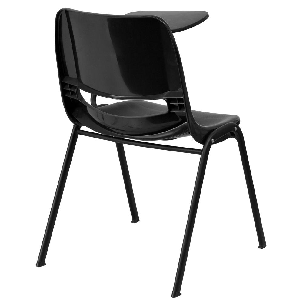 Black Ergonomic Shell Chair with Left Handed Flip-Up Tablet Arm. Picture 2