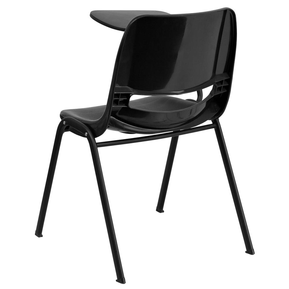 Black Ergonomic Shell Chair with Right Handed Flip-Up Tablet Arm. Picture 3