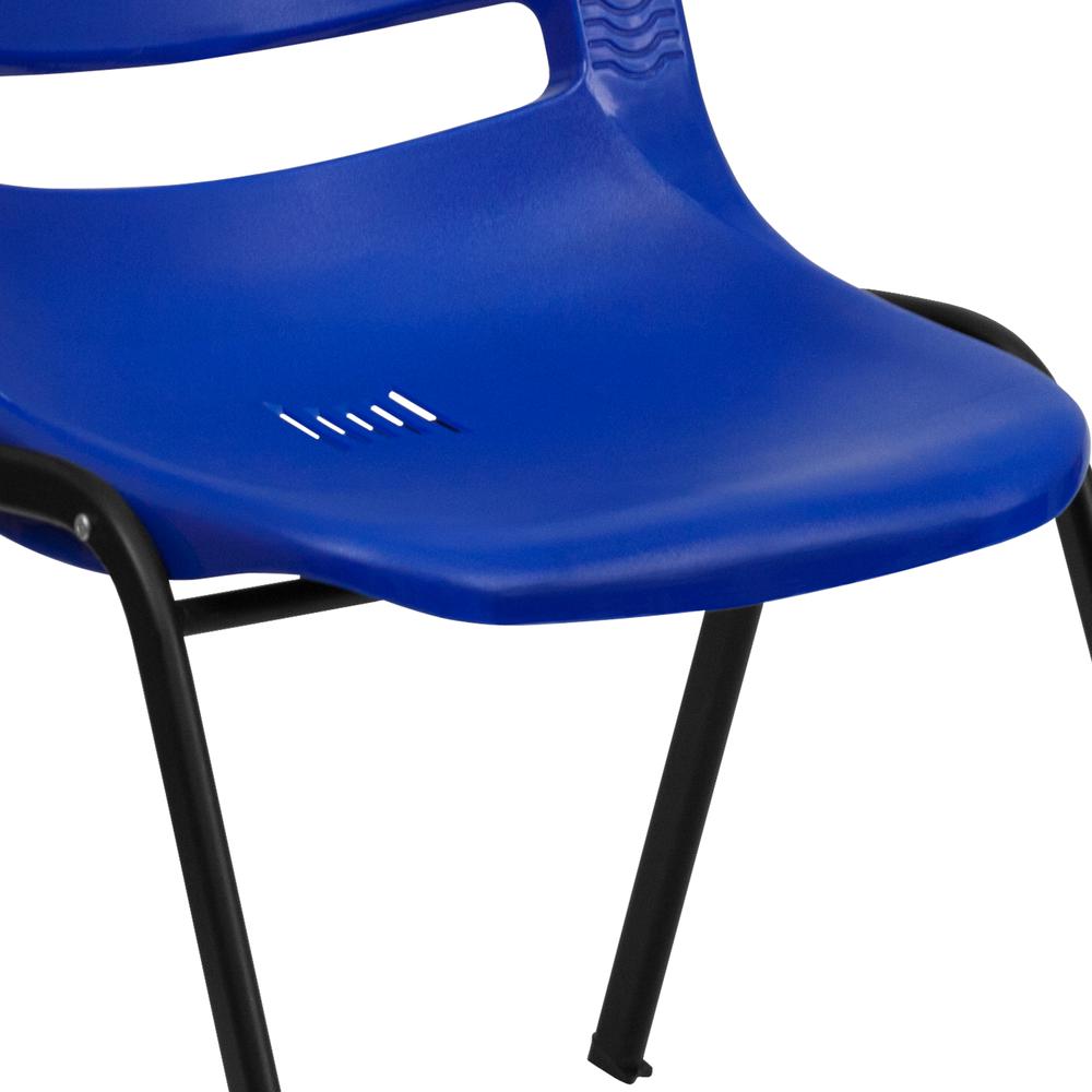 880 lb. Capacity Blue Ergonomic Shell Stack Chair with Black Frame. Picture 6