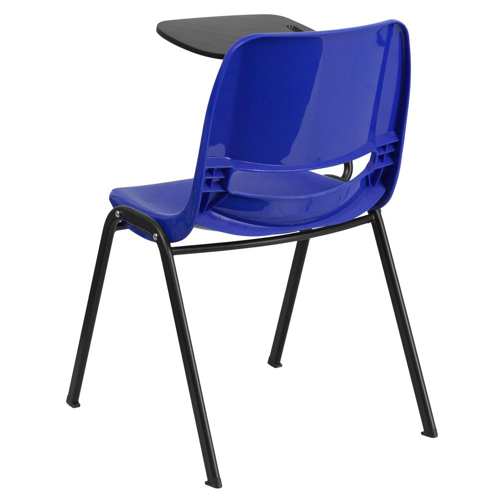 Blue Ergonomic Shell Chair with Right Handed Flip-Up Tablet Arm. Picture 3