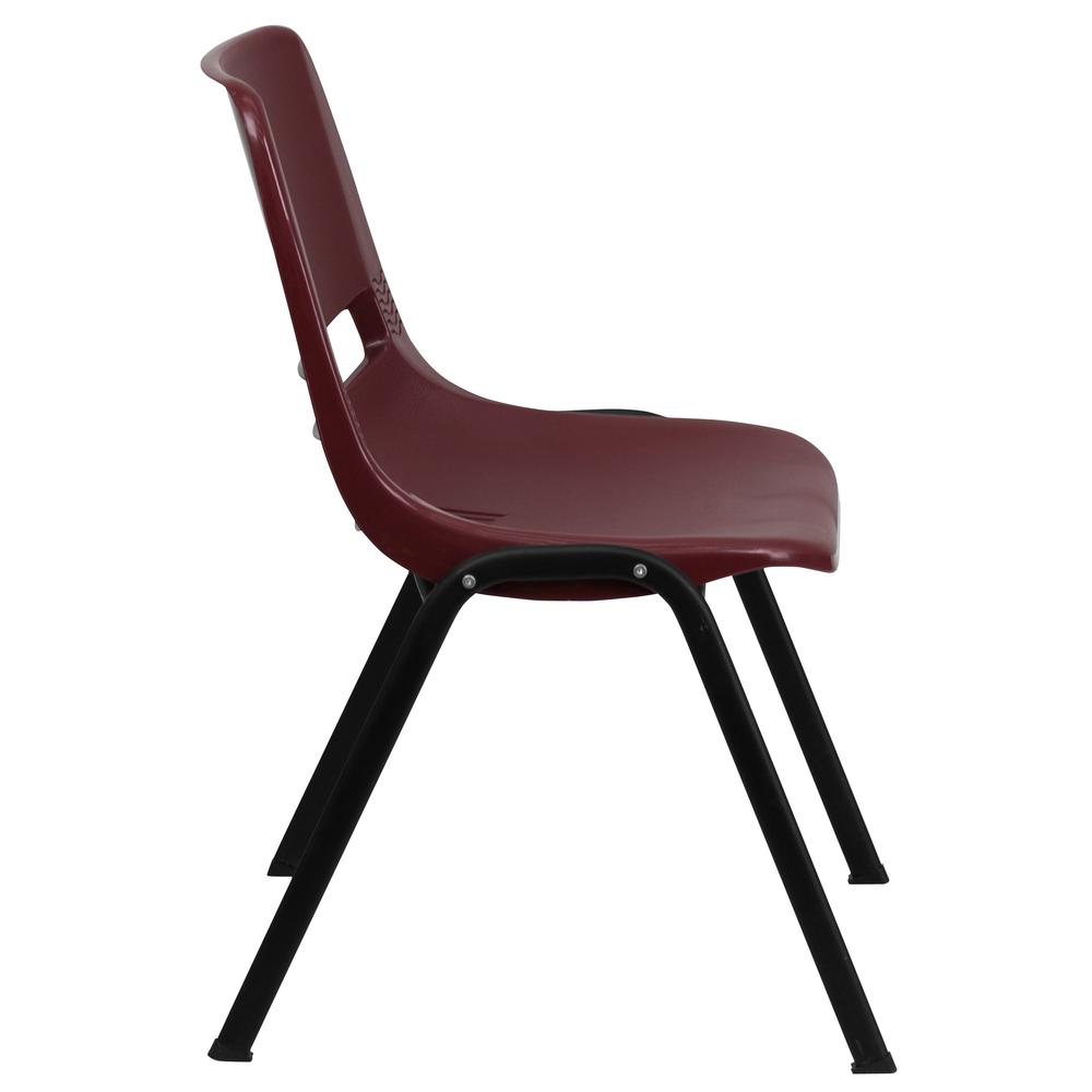 HERCULES Series 880 lb. Capacity Burgundy Ergonomic Shell Stack Chair with Black Frame. Picture 3