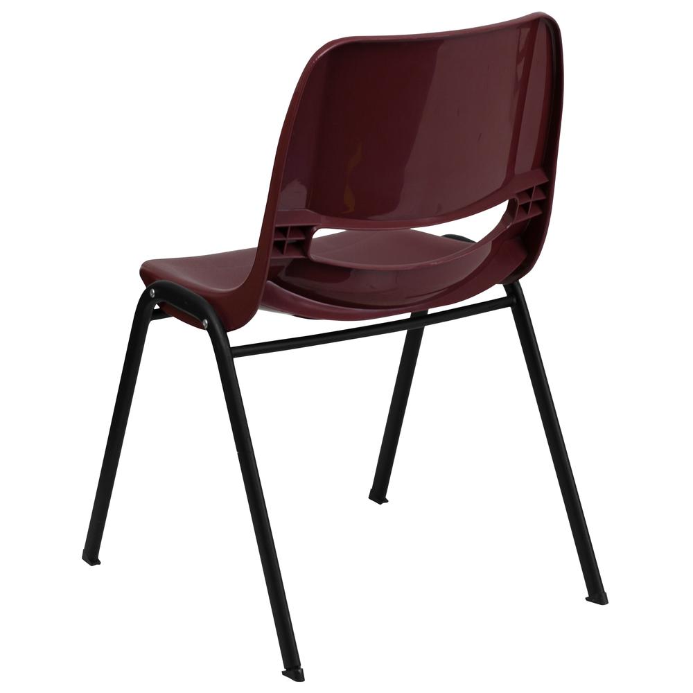 880 lb. Capacity Burgundy Ergonomic Shell Stack Chair with Black Frame. Picture 3