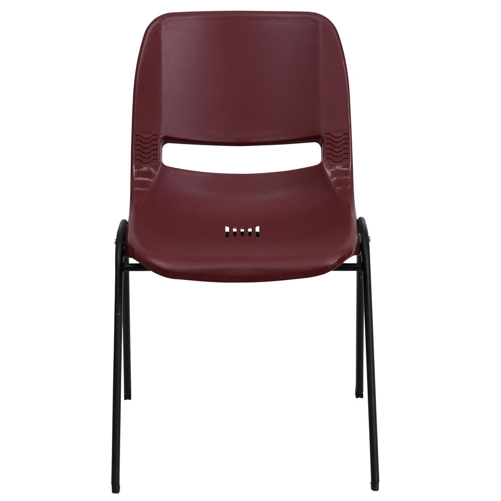 880 lb. Capacity Burgundy Ergonomic Shell Stack Chair with Black Frame. Picture 4