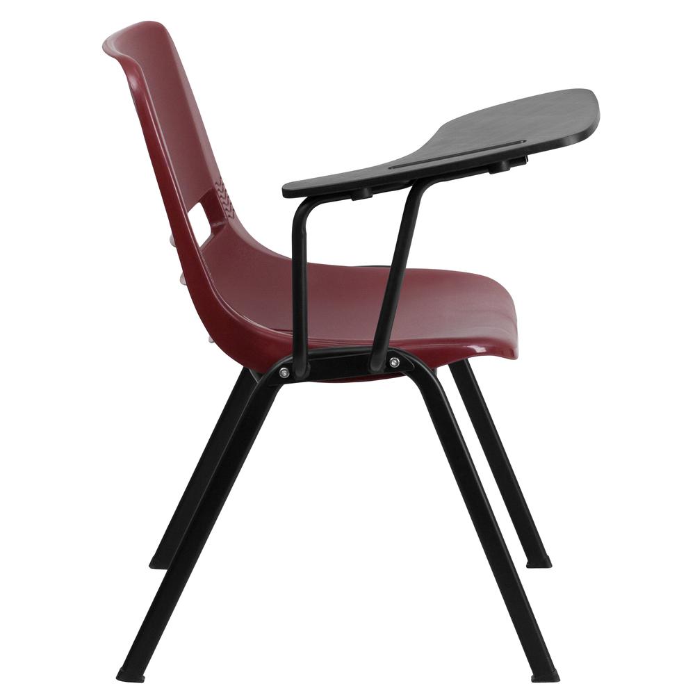 Burgundy Ergonomic Shell Chair with Left Handed Flip-Up Tablet Arm. Picture 3
