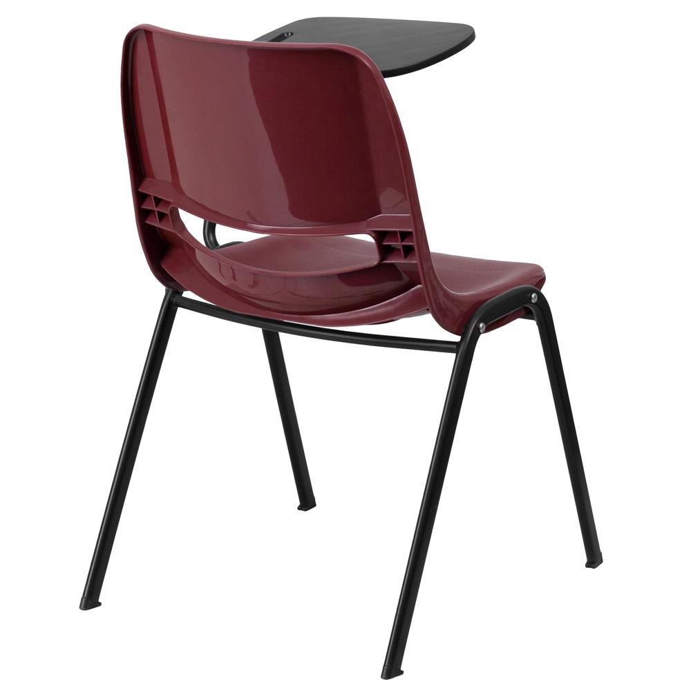 Burgundy Ergonomic Shell Chair with Left Handed Flip-Up Tablet Arm. Picture 2