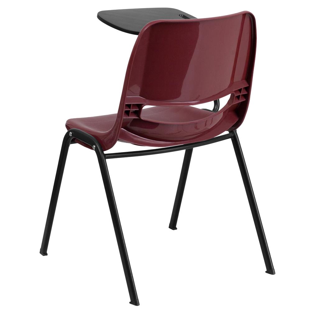 Burgundy Ergonomic Shell Chair with Right Handed Flip-Up Tablet Arm. Picture 3