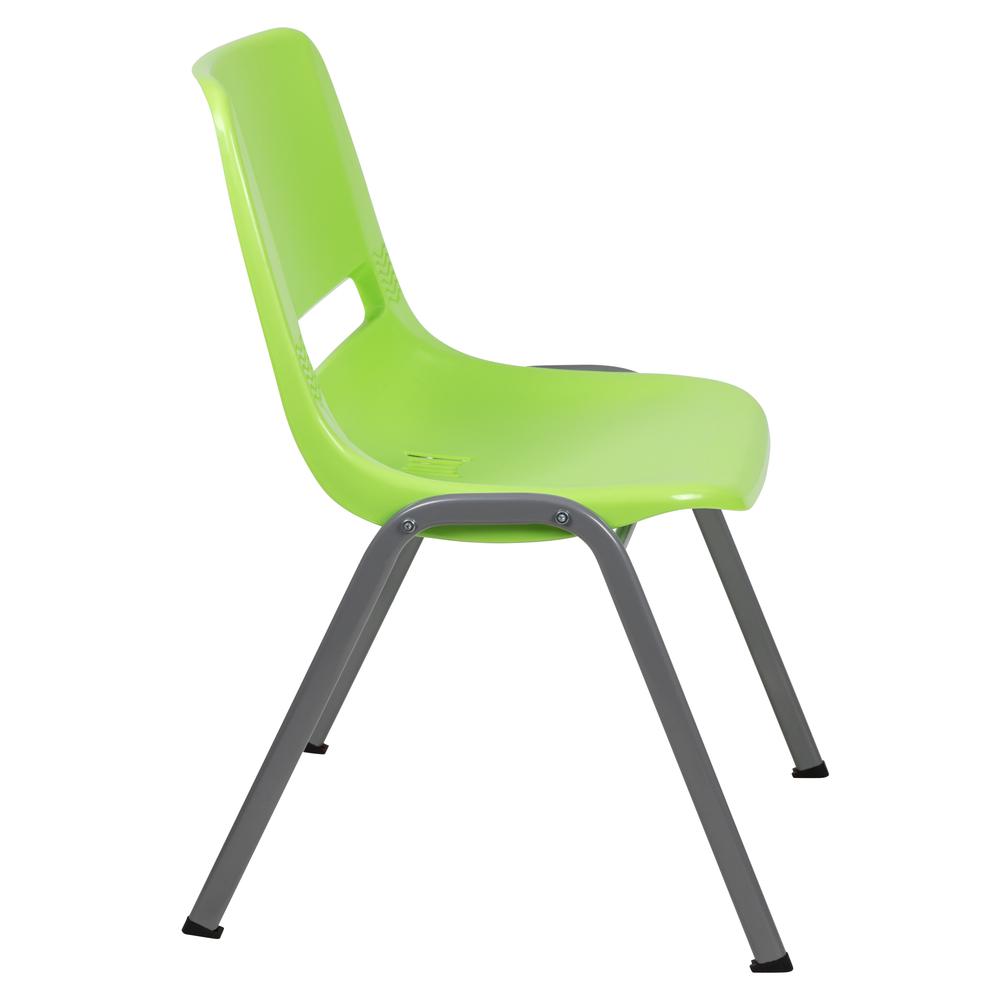 HERCULES Series 880 lb. Capacity Green Ergonomic Shell Stack Chair with Gray Frame. Picture 3