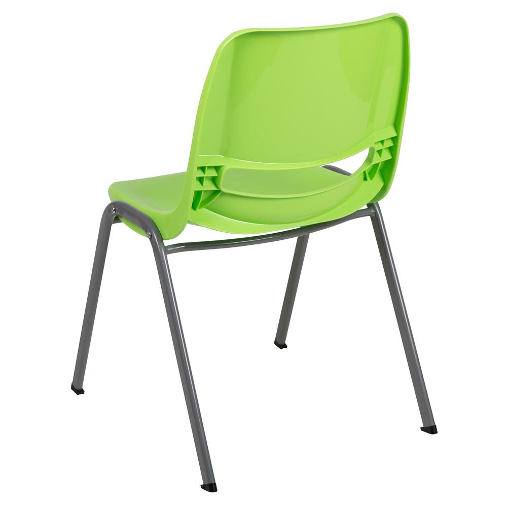 HERCULES Series 880 lb. Capacity Green Ergonomic Shell Stack Chair with Gray Frame. Picture 4