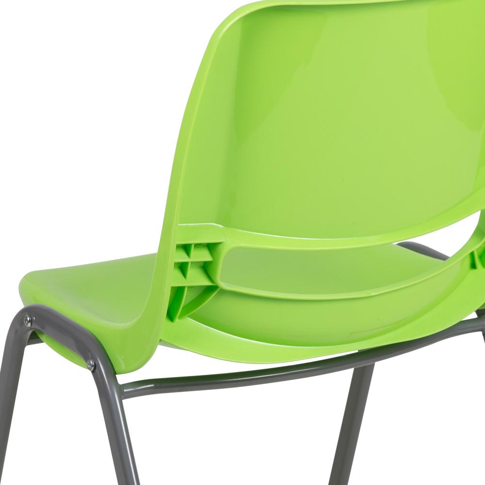 HERCULES Series 880 lb. Capacity Green Ergonomic Shell Stack Chair with Gray Frame. Picture 8