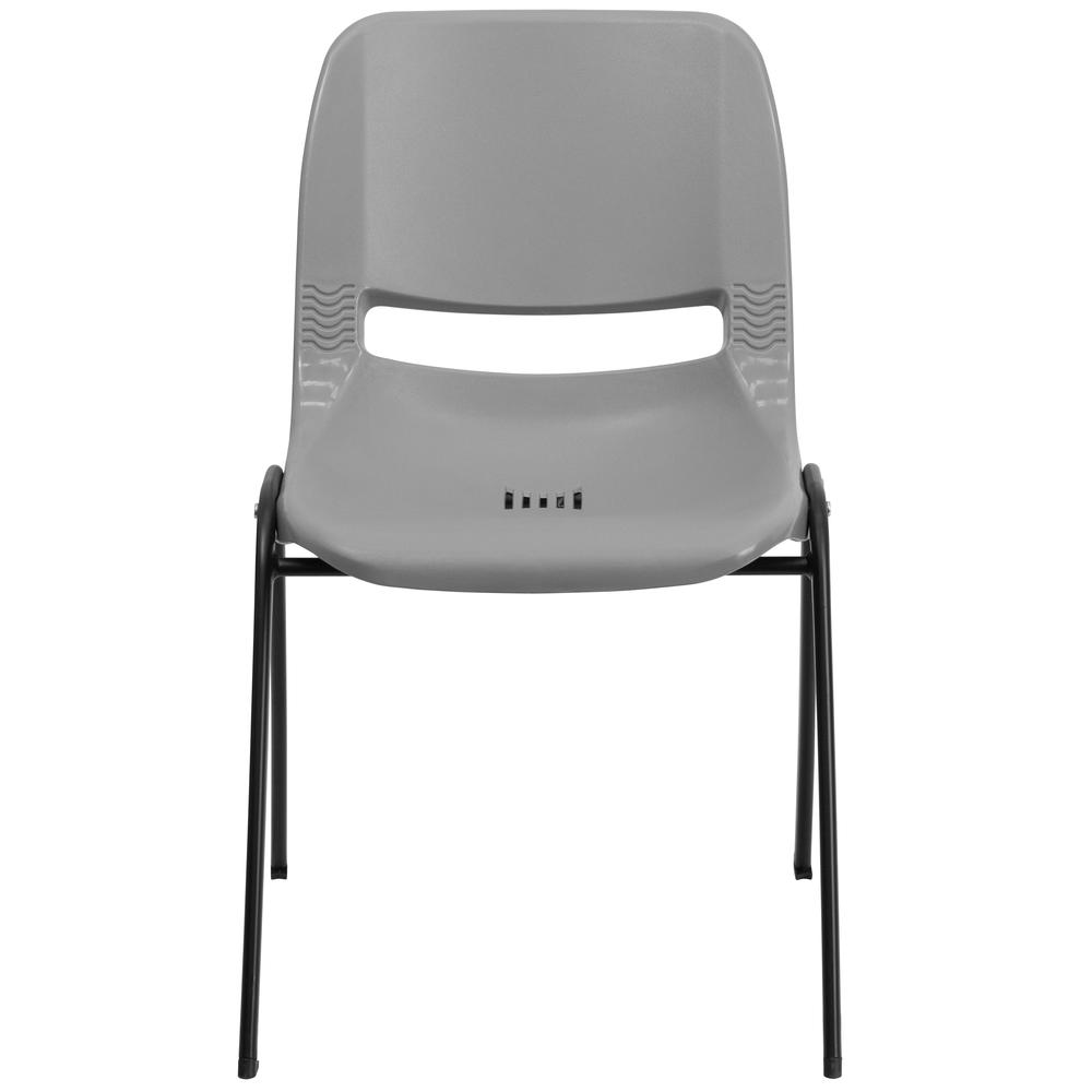 880 lb. Capacity Gray Ergonomic Shell Stack Chair with Black Frame. Picture 4