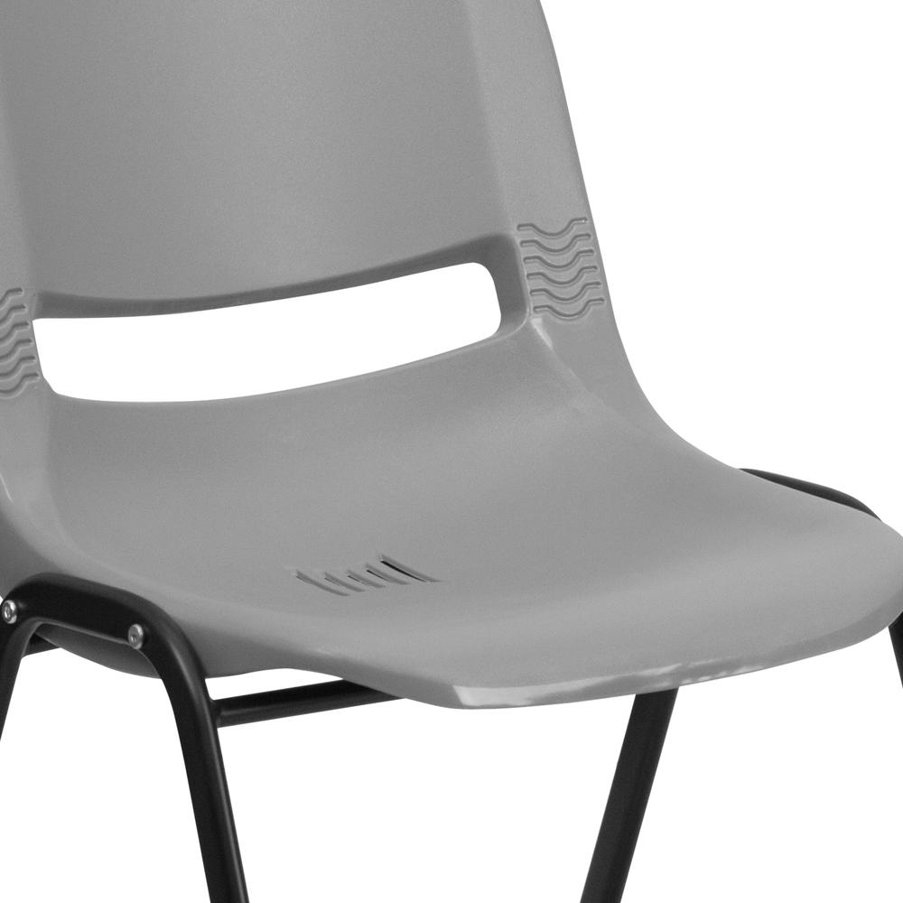 880 lb. Capacity Gray Ergonomic Shell Stack Chair with Black Frame. Picture 6