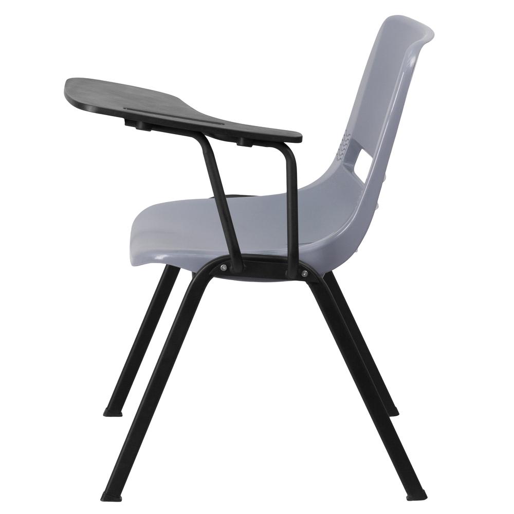 Gray Ergonomic Shell Chair with Left Handed Flip-Up Tablet Arm. Picture 2