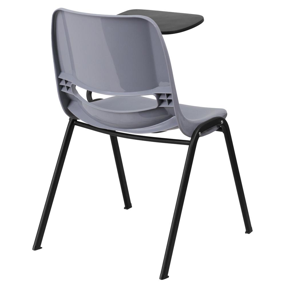 Gray Ergonomic Shell Chair with Left Handed Flip-Up Tablet Arm. Picture 3