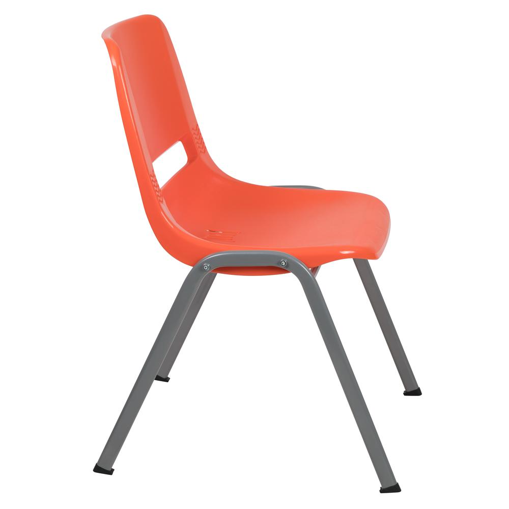 HERCULES Series 880 lb. Capacity Orange Ergonomic Shell Stack Chair with Gray Frame. Picture 3