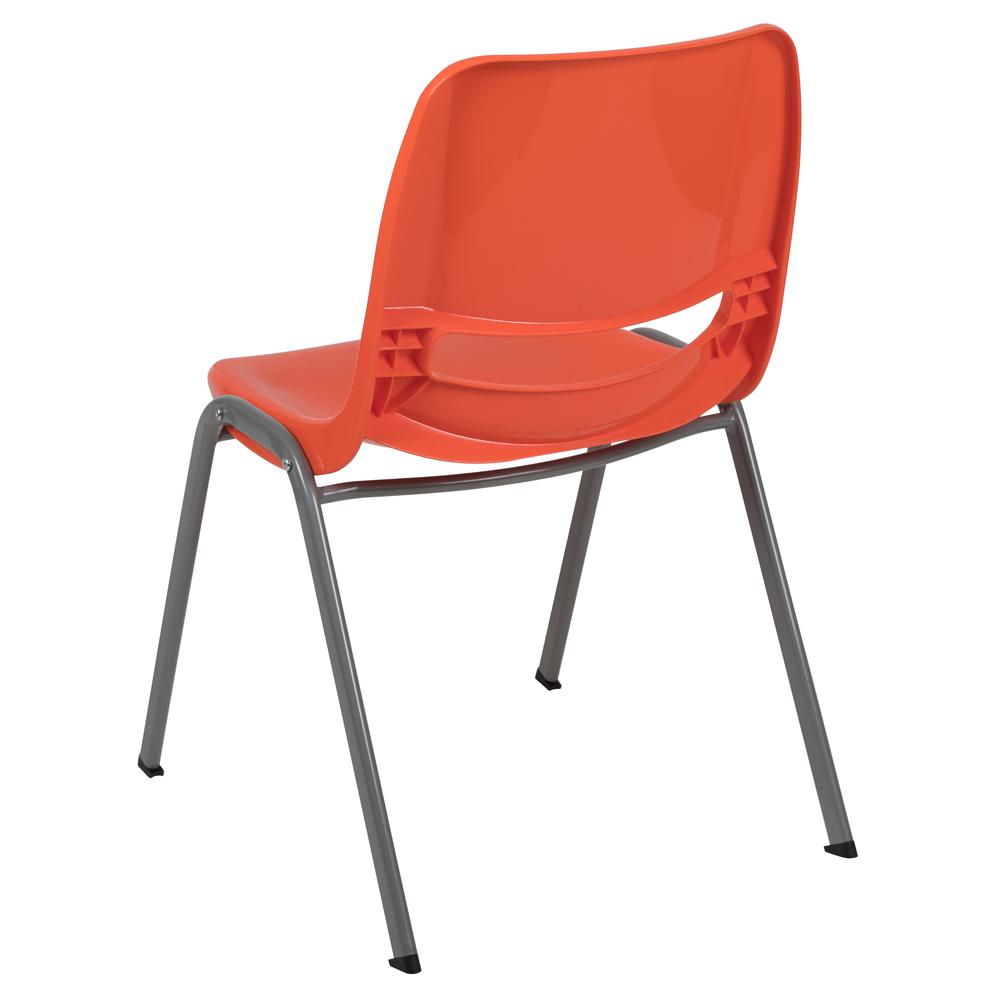 HERCULES Series 880 lb. Capacity Orange Ergonomic Shell Stack Chair with Gray Frame. Picture 5