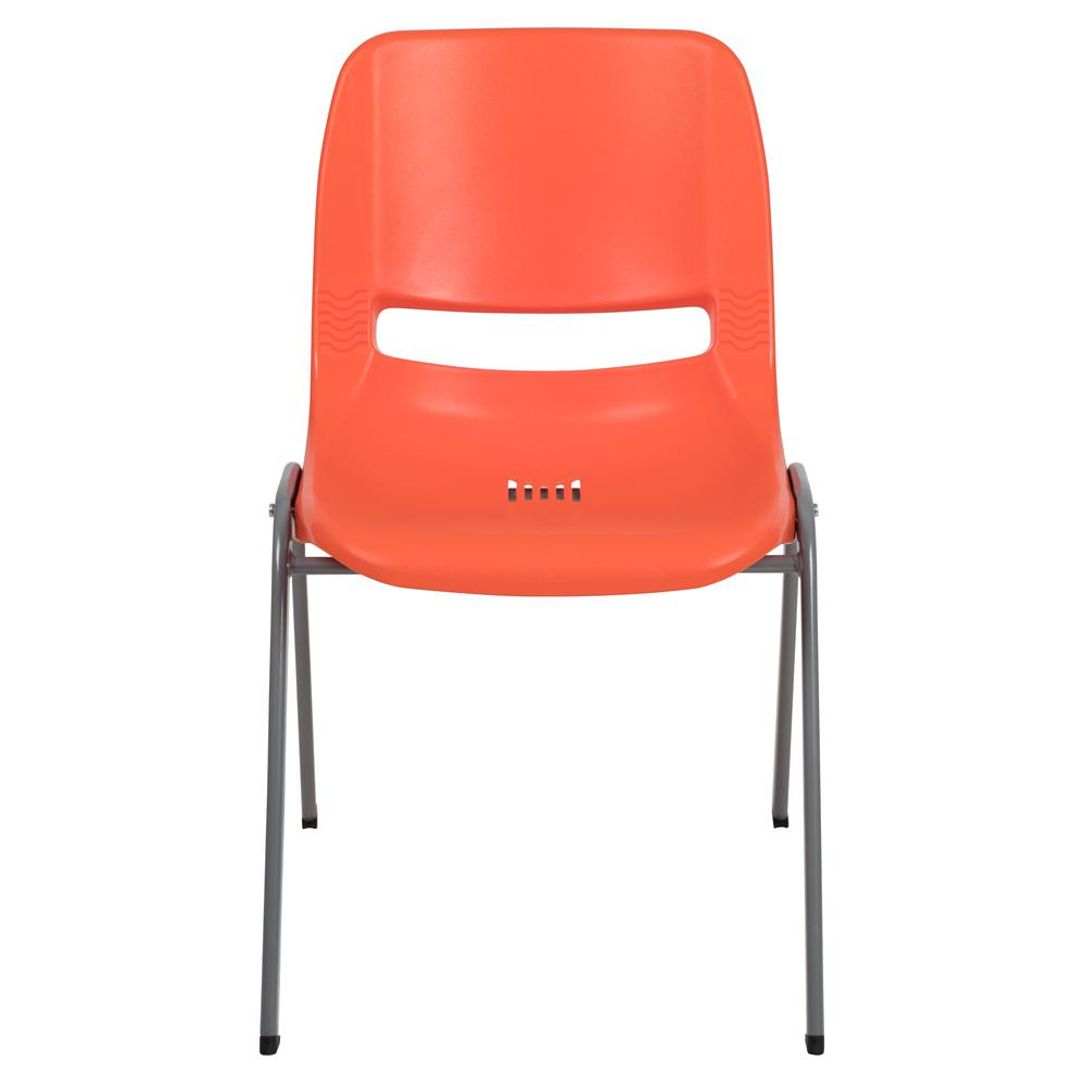 HERCULES Series 880 lb. Capacity Orange Ergonomic Shell Stack Chair with Gray Frame. Picture 5