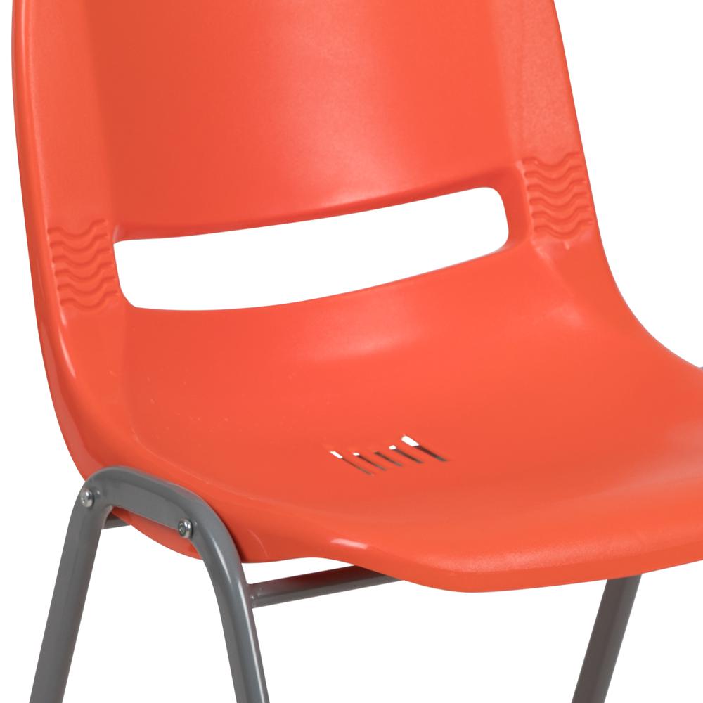 HERCULES Series 880 lb. Capacity Orange Ergonomic Shell Stack Chair with Gray Frame. Picture 7
