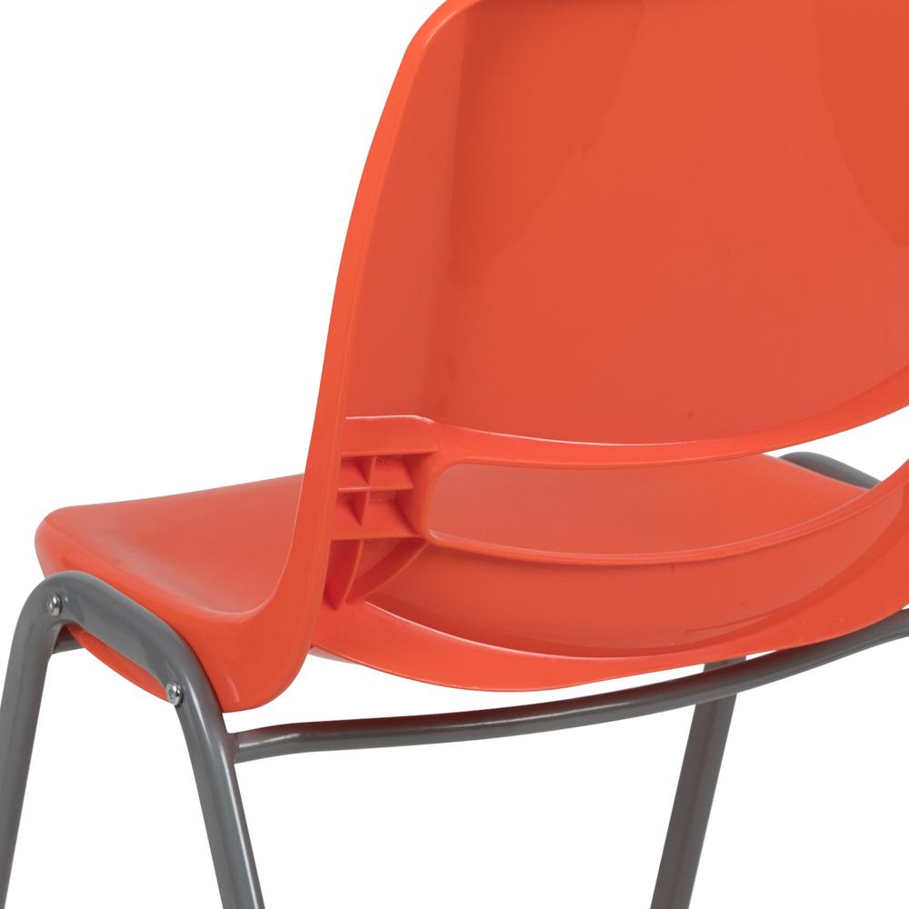 HERCULES Series 880 lb. Capacity Orange Ergonomic Shell Stack Chair with Gray Frame. Picture 8
