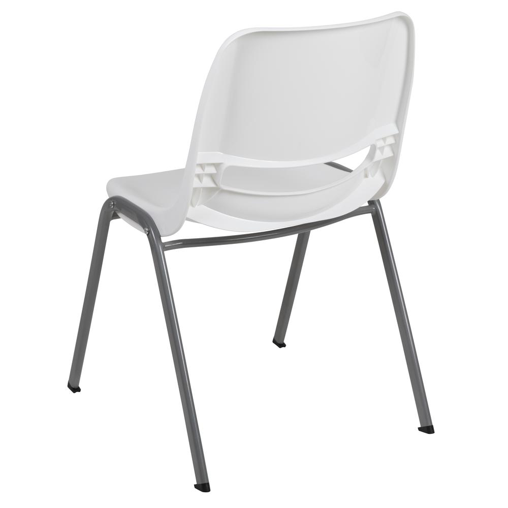 HERCULES Series 880 lb. Capacity White Ergonomic Shell Stack Chair with Gray Frame. Picture 4
