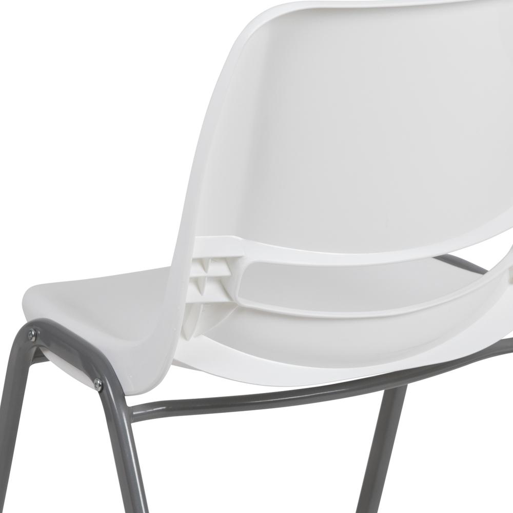 HERCULES Series 880 lb. Capacity White Ergonomic Shell Stack Chair with Gray Frame. Picture 8