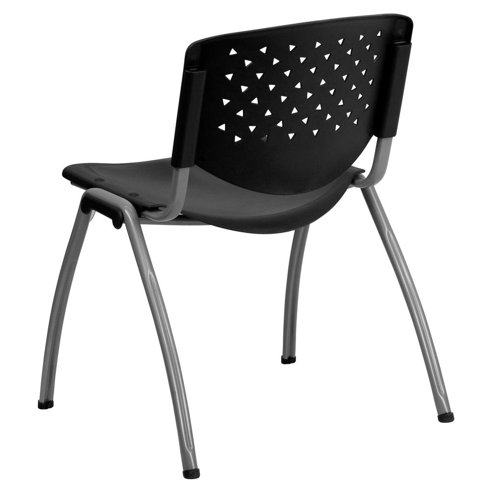 HERCULES Series 880 lb. Capacity Black Plastic Stack Chair with Titanium Gray Powder Coated Frame. Picture 5
