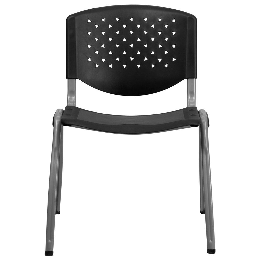 880 lb. Capacity Black Plastic Stack Chair with Titanium Gray Powder Coated Frame. Picture 5