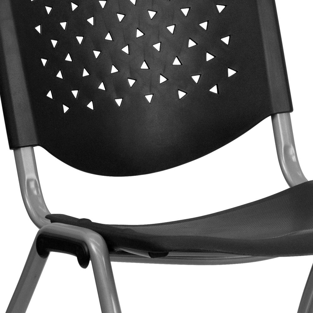 880 lb. Capacity Black Plastic Stack Chair with Titanium Gray Powder Coated Frame. Picture 7