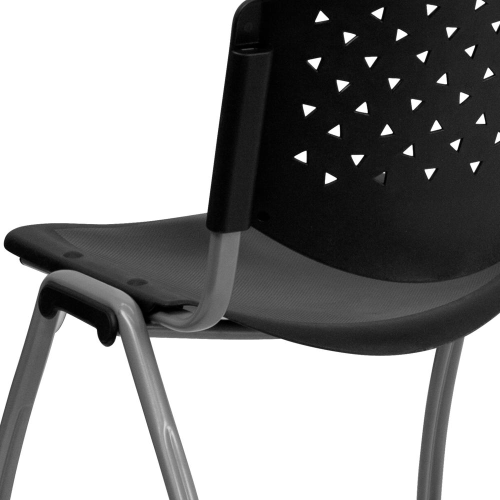 880 lb. Capacity Black Plastic Stack Chair with Titanium Gray Powder Coated Frame. Picture 8