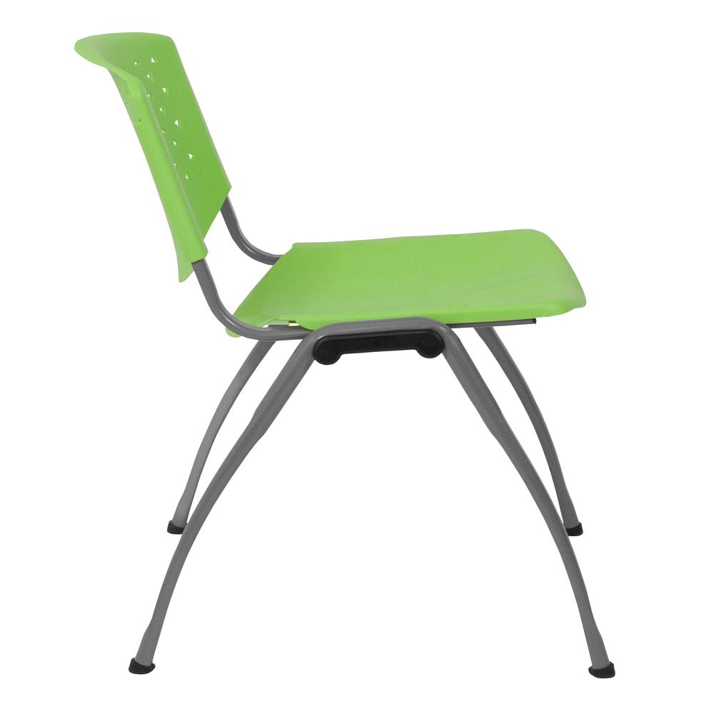 880 lb. Capacity Green Plastic Stack Chair with Titanium Gray Powder Coated Frame. Picture 2