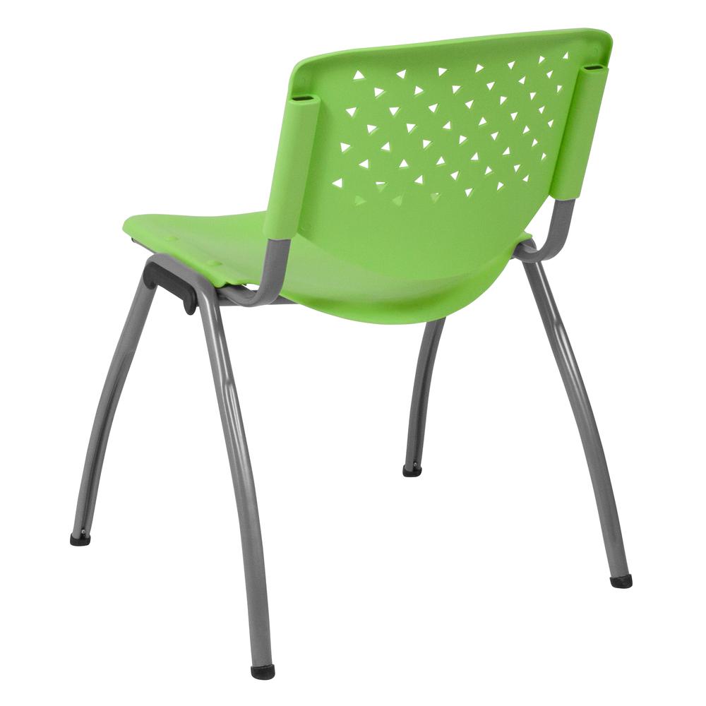 880 lb. Capacity Green Plastic Stack Chair with Titanium Gray Powder Coated Frame. Picture 3