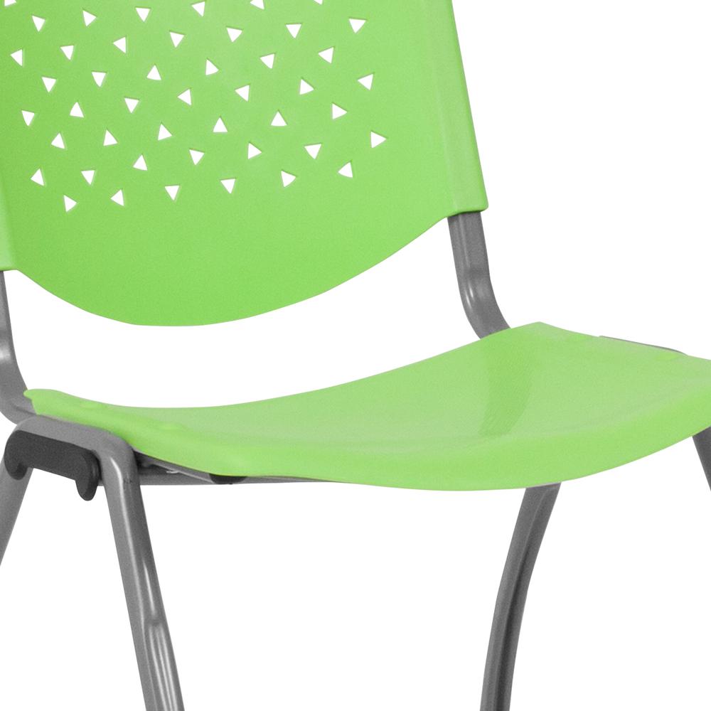 880 lb. Capacity Green Plastic Stack Chair with Titanium Gray Powder Coated Frame. Picture 6